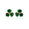 Milou Jewelry Women's Green Bloom Flower Earrings In Green