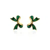 Milou Jewelry Women's Green Bow Earrings In Green