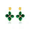 Milou Jewelry Women's Green Clover Flower Drop Earrings In Green
