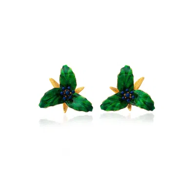 Milou Jewelry Women's Green Lily Flower Earrings