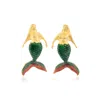 Milou Jewelry Women's Green Mermaid Earrings In Green