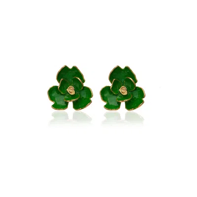 Milou Jewelry Women's Green Rose Flower Earrings