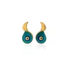 Milou Jewelry Women's Green Turquoise Evil Eye Earrings In Green