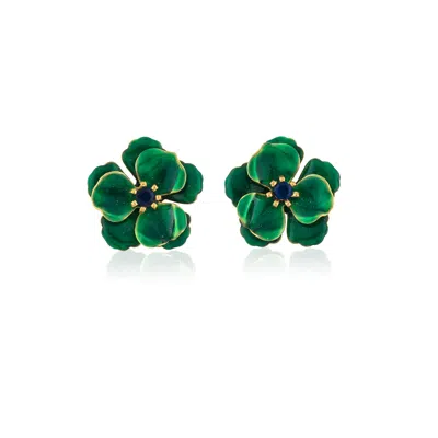 Milou Jewelry Women's Green Viola Flower Earrings