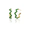 Milou Jewelry Women's Green Zig Zag Hoop Earrings In Green