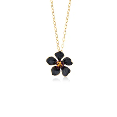 Milou Jewelry Women's Grey Cherry Blossom Flower Necklace In Gray