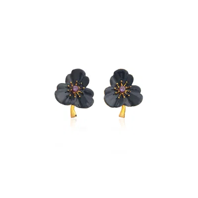 Milou Jewelry Women's Grey Three-leafed Clover Earrings In Gray