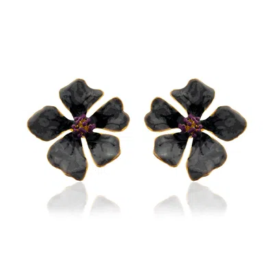 Milou Jewelry Women's Grey Wild Rose Flower Earrings In Gray