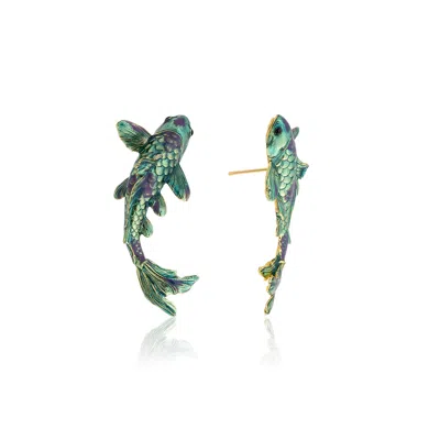 Milou Jewelry Women's Koi Fish Earrings - Green