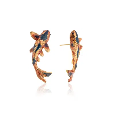 Milou Jewelry Women's Koi Fish Earrings - Pink In Gold
