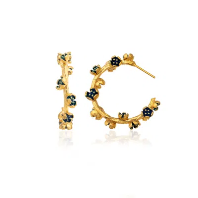 Milou Jewelry Women's Large Blue Flower Hoop Earrings