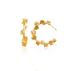 Milou Jewelry Women's Large Gold Flower Hoop Earrings In Yellow