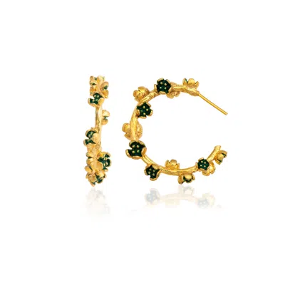 Milou Jewelry Women's Large Green Flower Hoop Earrings