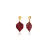 Milou Jewelry Women's Leaf Drop Earrings - Red In Red