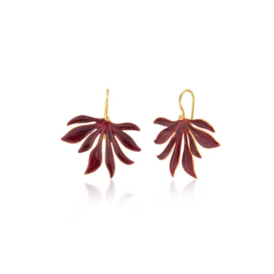 Milou Jewelry Women's Leaf Earrings - Red