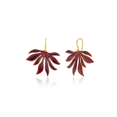 Milou Jewelry Women's Leaf Earrings - Red In Brown
