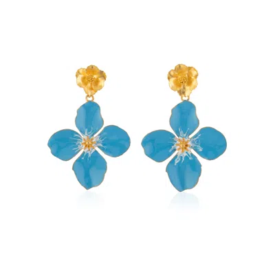 Milou Jewelry Women's Light Blue Clover Flower Drop Earrings