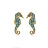 Milou Jewelry Women's Light Blue Seahorse Earrings In Blue