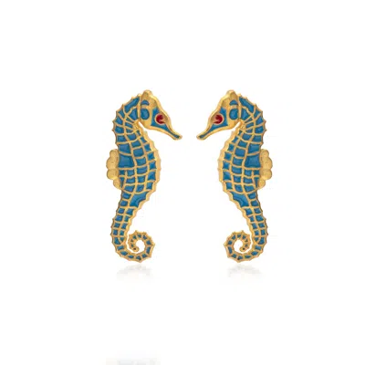Milou Jewelry Women's Light Blue Seahorse Earrings