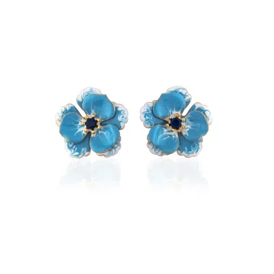 Milou Jewelry Women's Light Blue Viola Flower Earrings