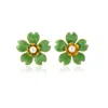 Milou Jewelry Women's Light Green Buttercup Flower Earrings In Green