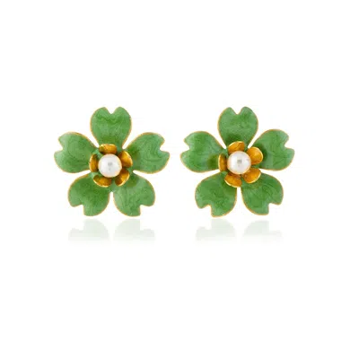 Milou Jewelry Women's Light Green Buttercup Flower Earrings