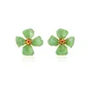 Milou Jewelry Women's Light Green Hibiscus Flower Earrings In Green