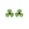 Milou Jewelry Women's Light Green Petal Flower Earrings In Green