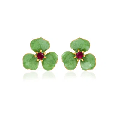 Milou Jewelry Women's Light Green Petal Flower Earrings