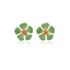 Milou Jewelry Women's Light Green Primrose Flower Earrings In Green