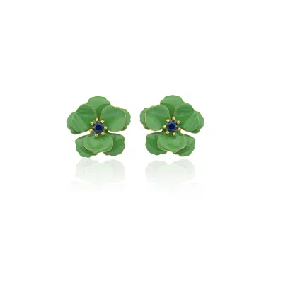 Milou Jewelry Women's Light Green Viola Flower Earrings