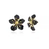 Milou Jewelry Women's Magnolia Flower Earrings - Black In Black