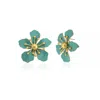 Milou Jewelry Women's Magnolia Flower Earrings - Turquoise Blue In Blue