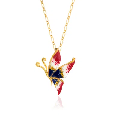 Milou Jewelry Women's Multicolor Butterfly Necklace In Gold
