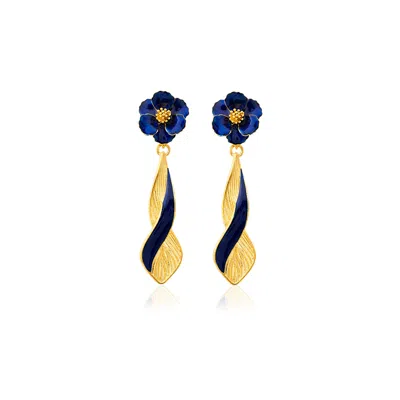 Milou Jewelry Women's Navy Blue & Gold Infinity Drop Earrings