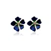 Milou Jewelry Women's Navy Blue & Green Wild Rose Flower Earrings In Multi