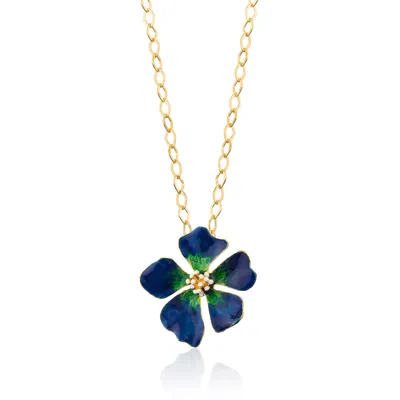 Milou Jewelry Women's Navy Blue & Green Wild Rose Flower Necklace