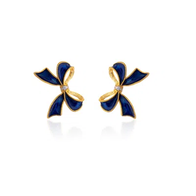 Milou Jewelry Women's Navy Blue Bow Earrings