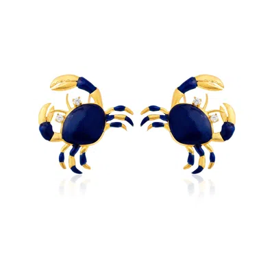 Milou Jewelry Women's Navy Blue Crab Earrings