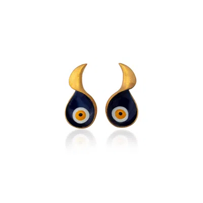 Milou Jewelry Women's Navy Blue Evil Eye Earrings