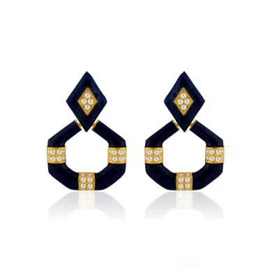 Milou Jewelry Women's Navy Blue Geometric Drop Earrings