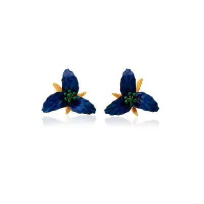Milou Jewelry Women's Navy Blue Lily Flower Earrings