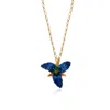 Milou Jewelry Women's Navy Blue Lily Flower Necklace In Blue
