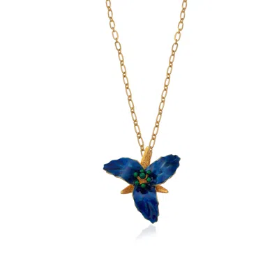 Milou Jewelry Women's Navy Blue Lily Flower Necklace