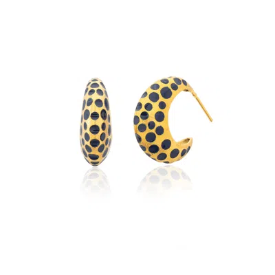 Milou Jewelry Women's Navy Blue Perforated Hoop Earrings