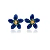 Milou Jewelry Women's Navy Blue Periwinkle Flower Earrings In Blue