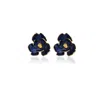 Milou Jewelry Women's Navy Blue Rose Flower Earrings In Blue