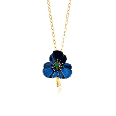 Milou Jewelry Women's Navy Blue Three-leafed Clover Necklace