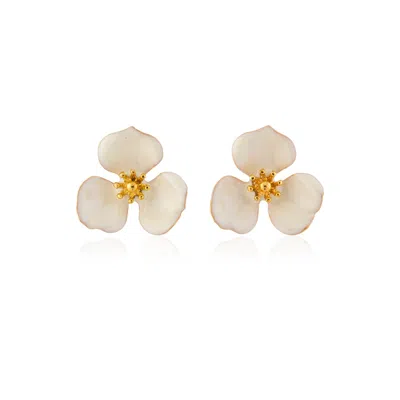 Milou Jewelry Women's Neutrals Cream Bloom Flower Earrings In White
