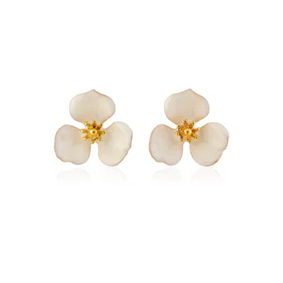 Milou Jewelry Women's Neutrals Cream Bloom Flower Earrings